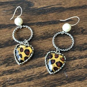 Betsey Johnson Cheetah drop earrings